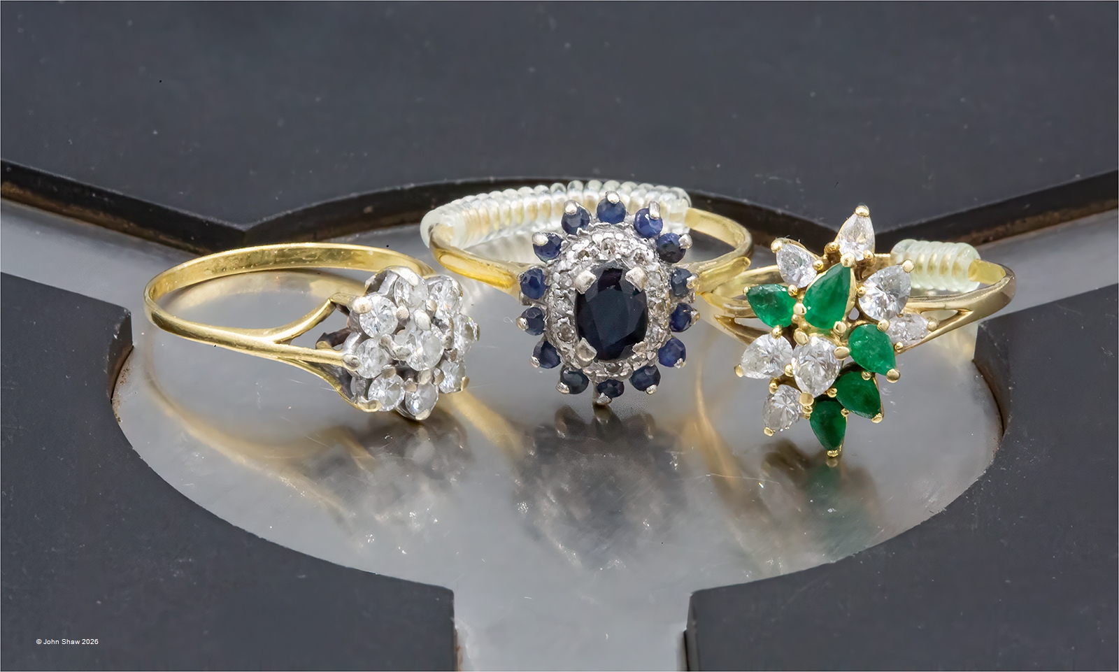 Bronze-3 Gems, 3 Rings-John Shaw Bronze-3 Gems, 3 Rings-John Shaw